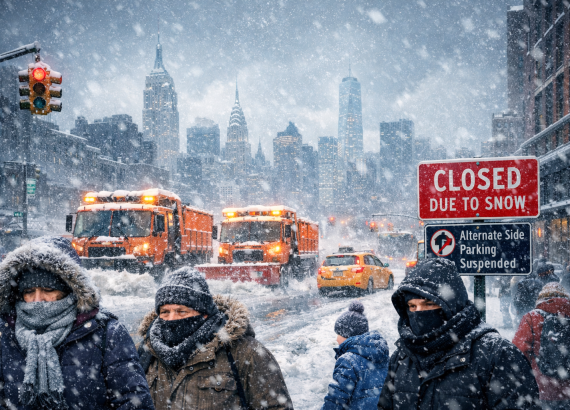 न्यू योर्क सिटी र आसपासका क्षेत्रमा १०इन्च सम्म  हिउँ पर्ने